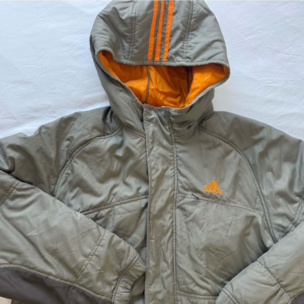 Adidas Men’s Hooded Jacket - Gray and Orange
